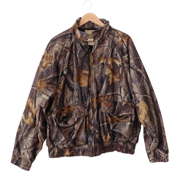 Woolrich Mens Large Reversible full zip Mossy Oak Jacket Brown Camo - Picture 1 of 7